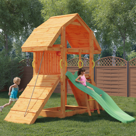 Wooden playhouse with a slide BUFFALO