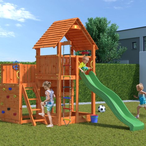 Wooden playtower with a slide CASTLE