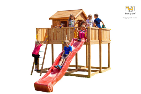 Wooden playhouse with a slide EMILY