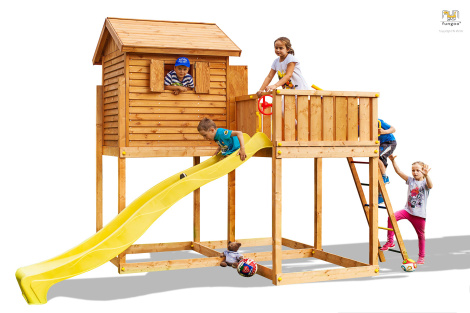 Wooden playhouse with a slide AMELIA