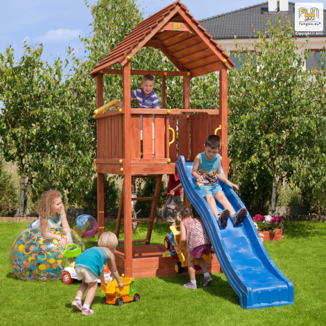 Wooden playtower with a slide JOY