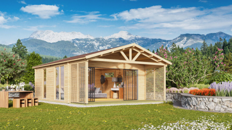 Stunning wooden log house ALU Concept AROSA C 70 | 6.2 x 8.3 m (20'3'' x 27'2'') 70 mm