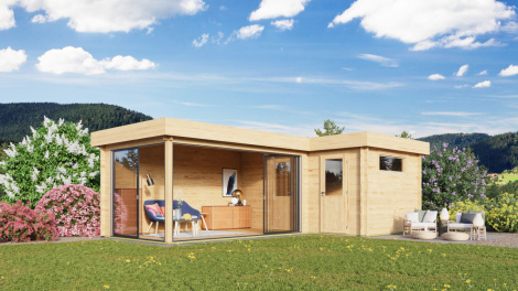 Modern wooden Log Cabin ALU Concept N 44 | 8 x 5 m (26'3'' x 16'4'') 44 mm