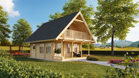 2-storey timber cabin ANDERS 90  | 8.2 m x 5.5 m (26'10'' x 18') 90 mm