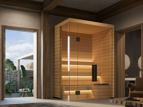 Luxurious Modular Sauna OTTO S Glass Aspen Design | 1.2 x 1.6m (3'11" x 5'3")
