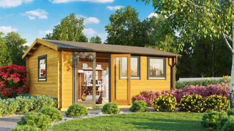 Simple gable roof garden cabin DAVOS 70 A | 5.6 x 4.4 m ( 18'2'' x 14'2'') 70 mm