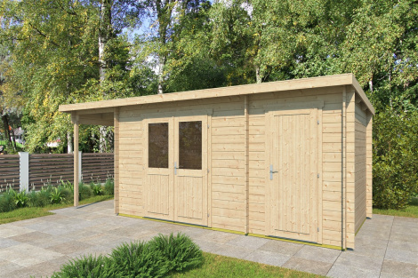 Double door garden workshop with storage GENT 28 F | 4.4x2.3m (14'5''x7'7'') 28 mm
