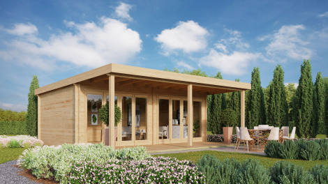 Garden House Kevin 44 with Canopy |  7 x 4 m (23' x 13'2'') 44 mm