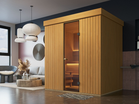 Classic Interior Sauna M with Thermally Treated Alder Design | 1.5 x 2m (4'11" x 6'6")