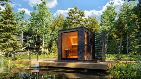 Outdoor plug-and-play sauna with electrical heater KUUT Sauna M EL Basic | 2.2 x 2.2 m (7'3'' x 7'6'')