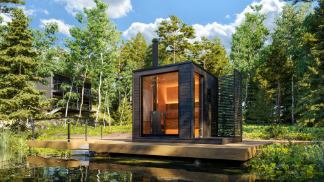 NEW! Nordic Sauna Cabin with a wood-burning stove KUUT Sauna M WB Basic | 2.2 x 2.2 m (7'3'' x 7'6'')