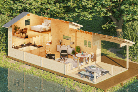 Log house with a terrace LAKE HOUSE 70 A