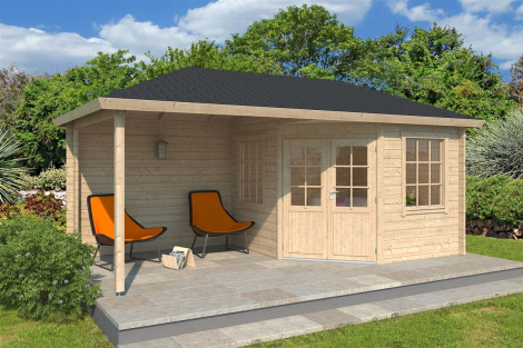Gaden shed with a terrace MAJA 28 | 5.5 x 2.8 m ( 18'1" x 9'2") 28 mm