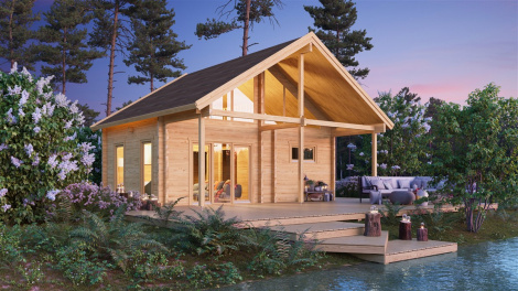 Log house with a sauna room MARIT 90 | 7.6 x 7.4 m (24'11' x 23'2'') 90 mm
