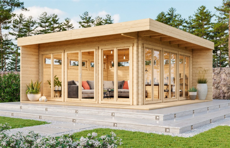 Contemporary wooden cabin MILA 70 | 6 m x 6 m (19'8'' x 19'8'') 70mm