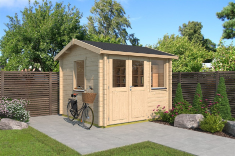 Simple garden office NARVIC 70 A | 3.3 x 3.2 m (10'7'' x 10'5'') 70 mm