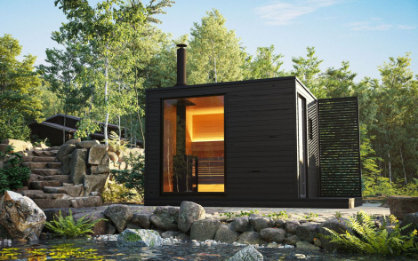 High-end sauna with a wood-burning stove KUUT Sauna L WB Premium | 2.2 x 3.2 m (7'2'' x 10'8'')