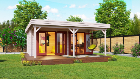 Garden Lounge with a veranda MILO 44| 5.5x6.5 m (18'1'' x 21'4'') 44 mm