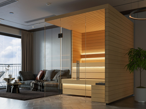 Luxurious Modular Sauna OTTO L Glass Aspen Design | 2 x 2m (6'7" x 6'7")
