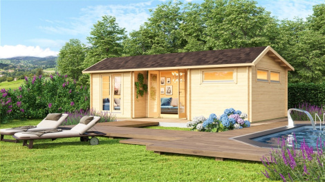 Log cabin for family retreat URI 44  | 8.6 x 5.1 m (28'3'' x 16'9'') 44 mm