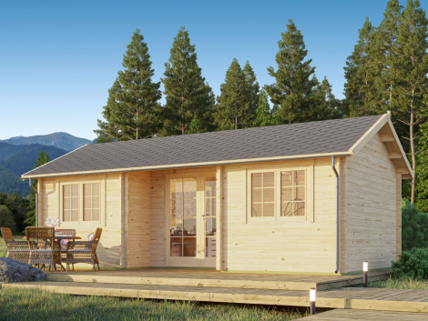 Versatile one-room garden cabin WALLIS 44 | 8.1 x 4.6 m (26'7'' x 14'11'') 44 mm