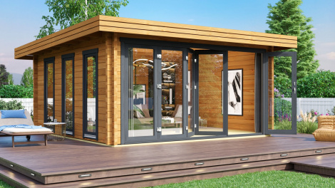 Garden House With Bi-Fold Doors EMMA 44 | 4.9 x 4.9 m (16'1'' x 16'1'') 44 mm