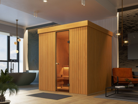 Classic Indoor Sauna L with Thermally treated Alder | 2 x 2m (6'6" x 6'6")