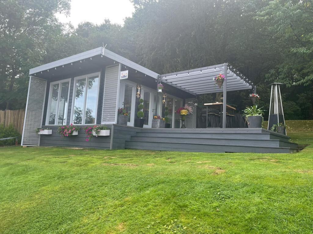 Grey log cabin
